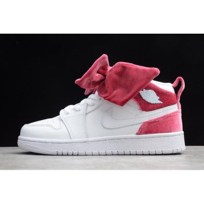 Nike Bayan Air Jordan 1 Mid Bow Siyah / Kırmızı Basketbol Ayakkabısı Türkiye - CE1NSK6G